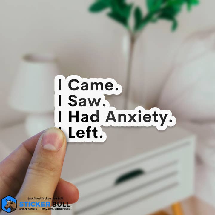 Sticker Bull – wholesale Sticker – I Came, I Saw, I Had Anxiety, I Left Sticker, Funny Sticker, Meme Sticker, Vinyl Sticker for Laptop, Car Or Water Bottle, Quote Sticker2