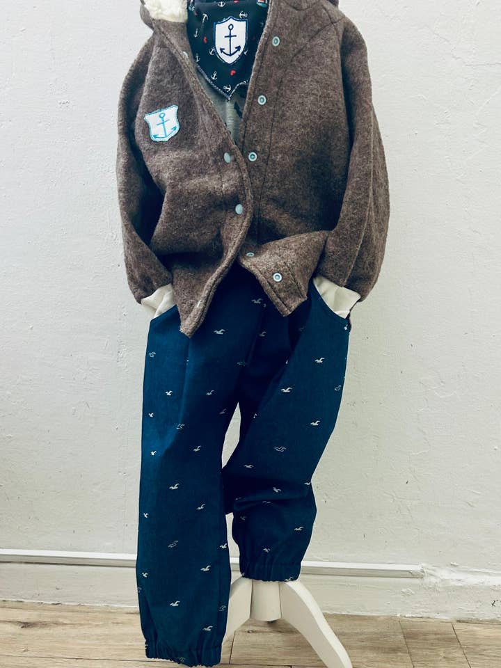 pigeon Children's Walking Jacket Dove – with Hood & Anchor Embroidery for wholesale on Faire3