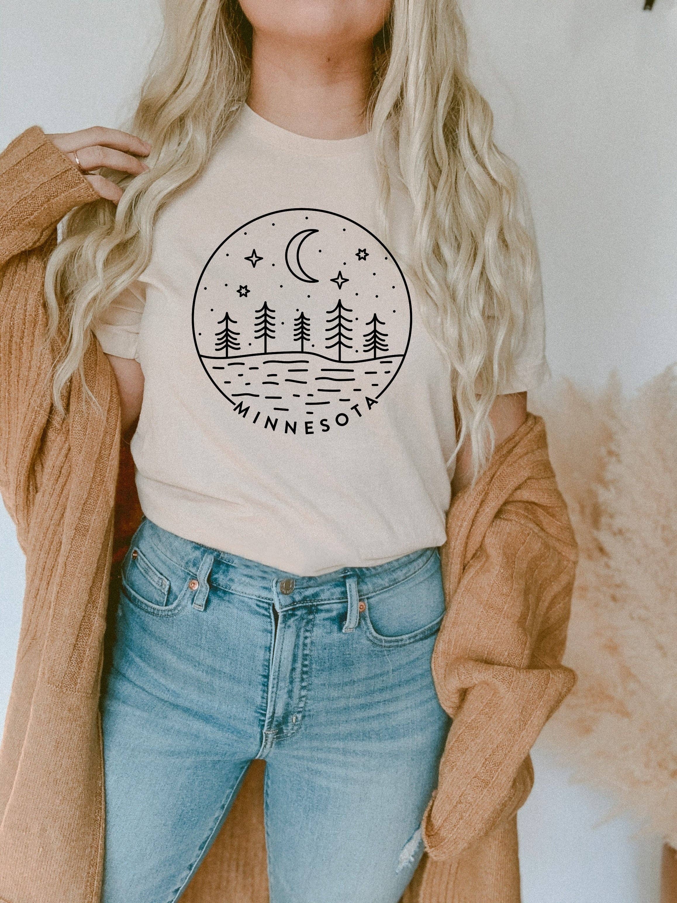 Autumn Rose Co. - Wholesale Screen Printed T-Shirt - Women's - Minnesota Night Tee, Minnesota Graphic Tee, MN Shirts