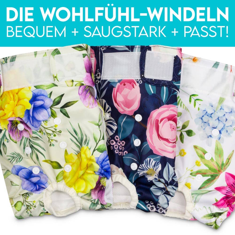 H.I.K. GmbH - Wholesale Pet Diaper - Dog - HUND IST KÖNIG® 3x Absorbent Dog Diapers Female (Flowers)4