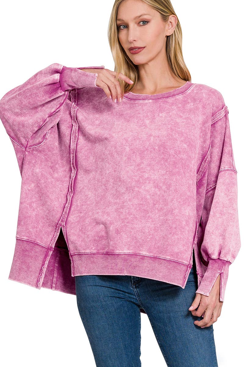 42POPS - Wholesale Sweatshirt - Women's - Split Cuff Washed Oversized Sweatshirt16