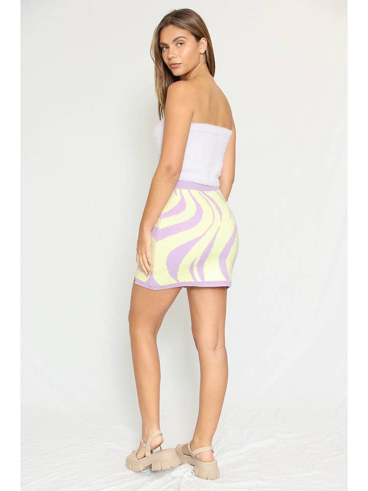 Yellow Multi Wave Sweater Skirt for wholesale on Faire2