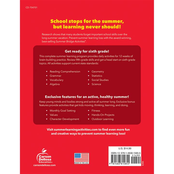 Carson Dellosa Education - Wholesale Book - Kids - Summer Bridge Activities®, Grades 5 - 6