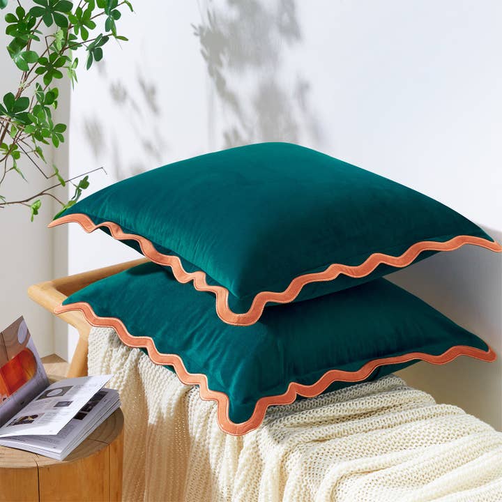 Monday Moose - Wholesale Throw/Decorative Pillow - Maleku Pillow Covers (2-Pack) - Coral/Dark Teal