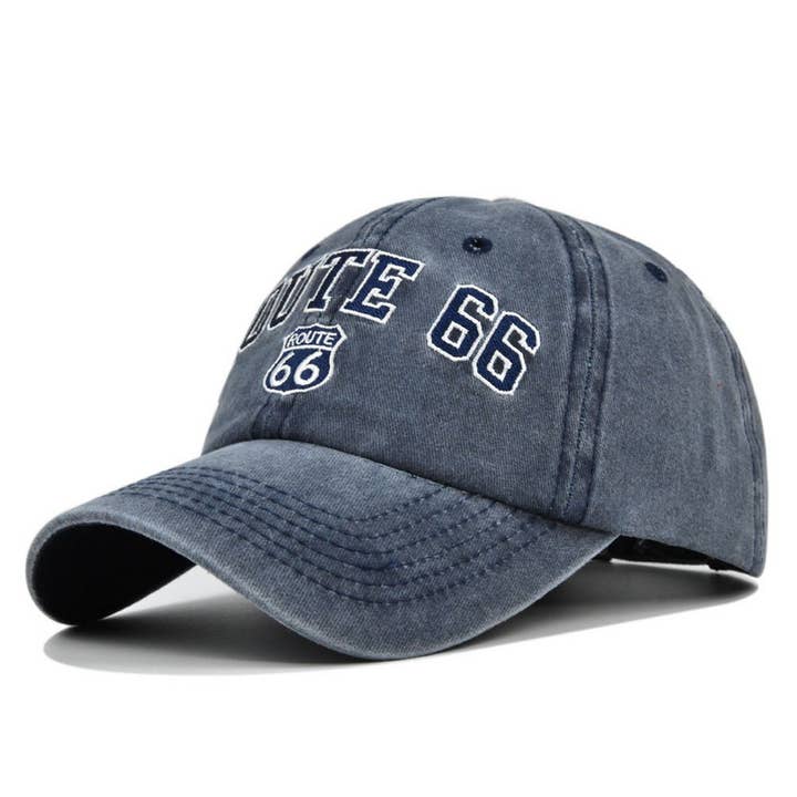 DOUBLJU - Wholesale Baseball Cap - Unisex - ROUTE 66 EMBROIDERED COWBOY BASEBALL CAP_CWAH22382