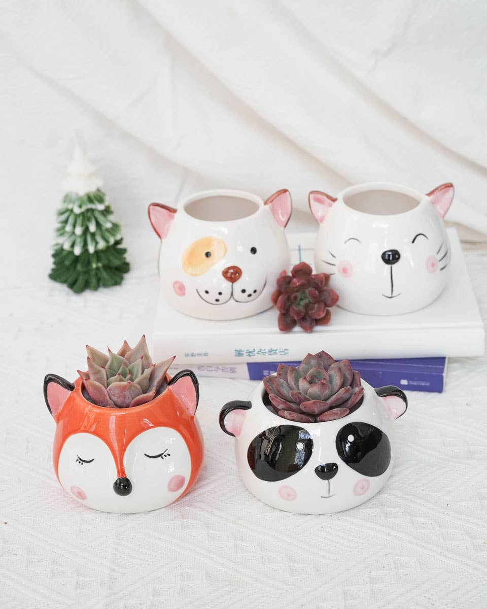 Springer Décor – Großhandel Blumentopf – Glasiertes Tier (Fuchs-Panda-Katzen-Hund)