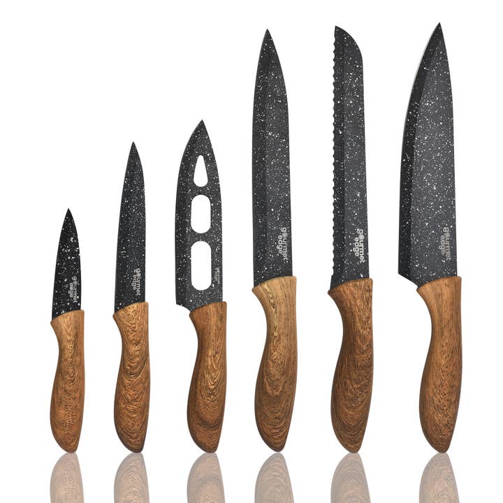Gourmet Edge - Vente Sets de couteaux - Gourmet Edge - Ensemble de 6 couteaux Nutri Blade - aspect bois h2