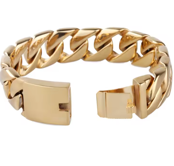 HoopLa - Wholesale Cuff Bracelet - Chunky Chain Cuff Bracelet- Steel 14K 2