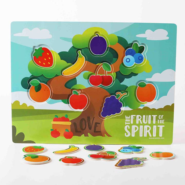 Swanson Christian Products - Wholesale Wood Toy - Kids - Wooden Puzzle - Chunky Pieces - Fruit of the Spirit3
