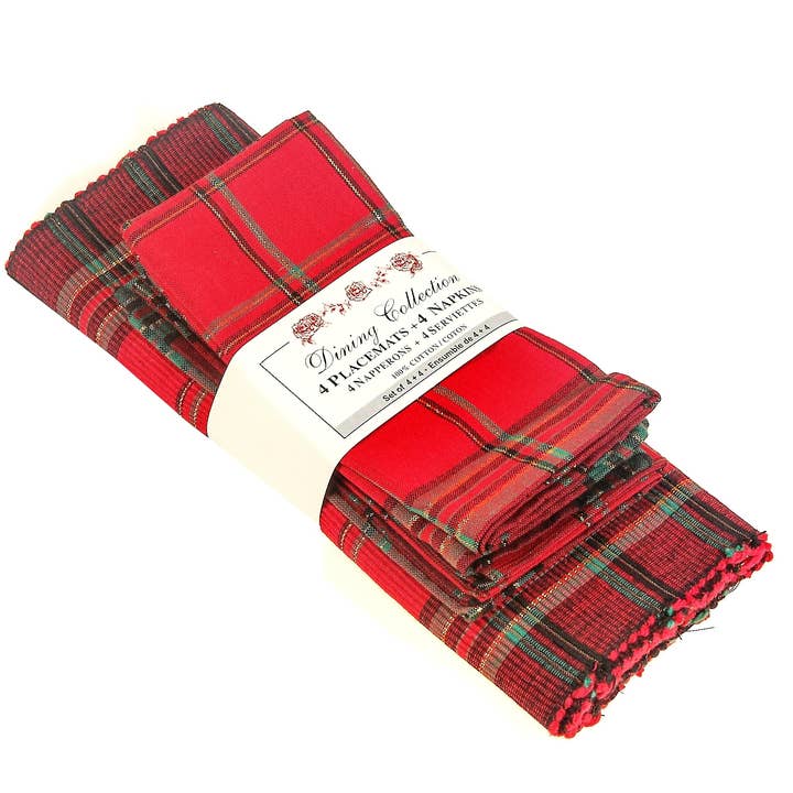 Set di tovagliette 4+2 tovaglioli X-Mas - DeerPook per la vendita all'ingrosso da parte di Accent Linen