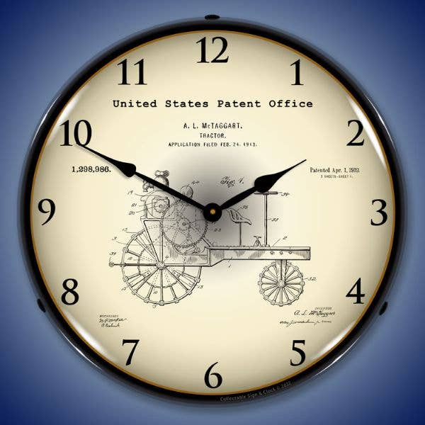 1919 Antik traktorpatent för wholesale av Collectable Sign and Clock LLC.