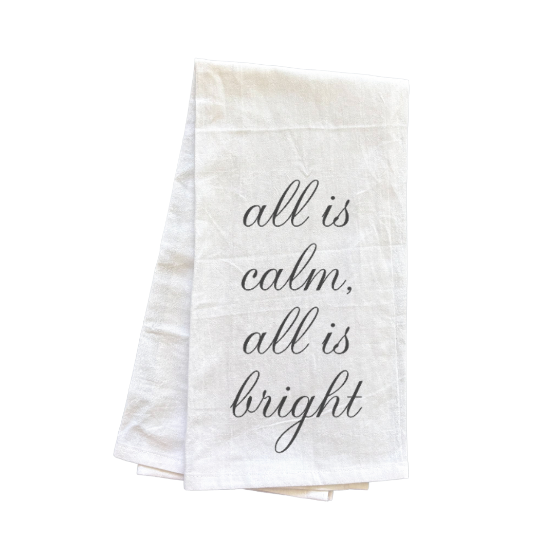 Sage & Soil - Wholesale Tea Towel - All is Calm All is Bright Tea Towel0
