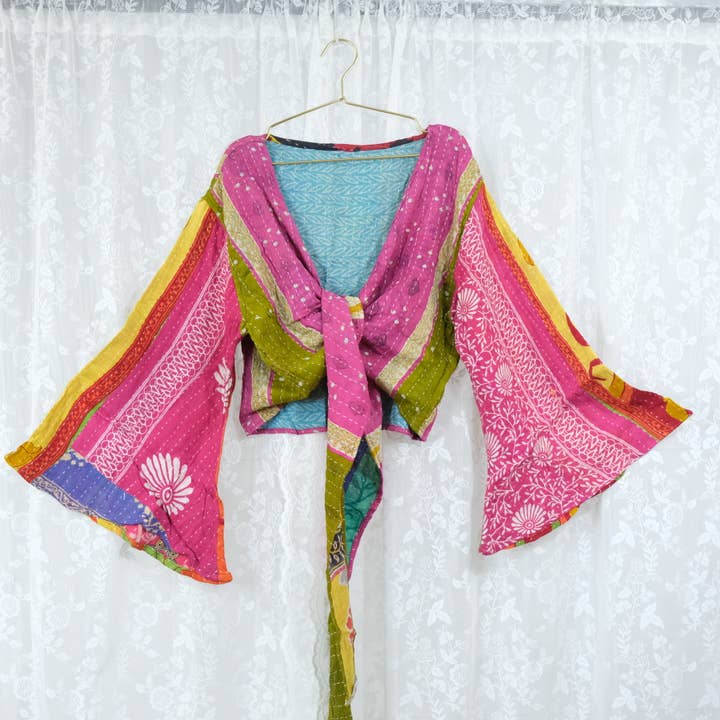 Karma Nepal Crafts – Blusa - Mulher por atacado – Top Envolvente Boho Kantha12