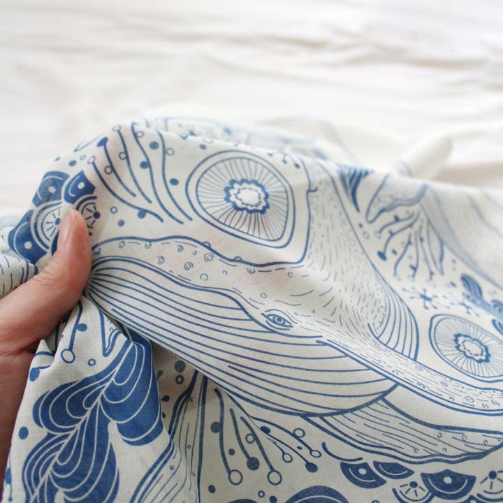 sol&mar art co. - Wholesale Bandana - Unisex - Whale, and the Ocean Bandana Scarf (Off-White)5