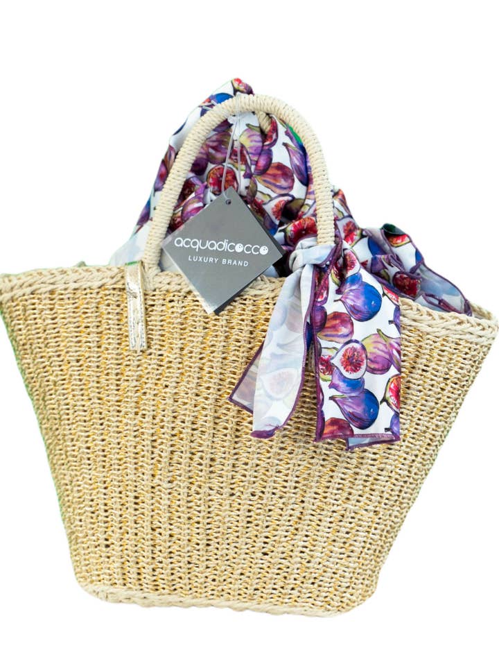 Bolsa de playa grande de yute con saco estampado y pareo para venta al por mayor de ACQUADICOCCO