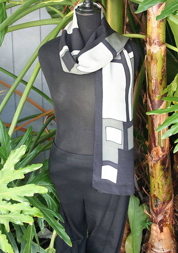 Kavita - Wholesale Scarf - Women's - HANDPAINTED SILK GEOMETRIC SCARVES