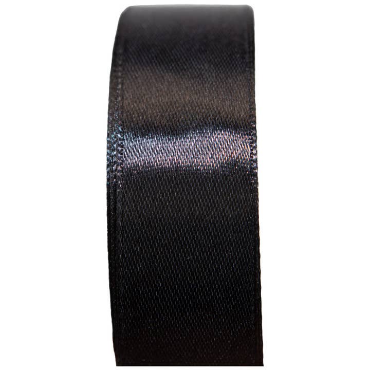 Smooth Black Satin Ribbon 25mm/45m for wholesale on Faire1