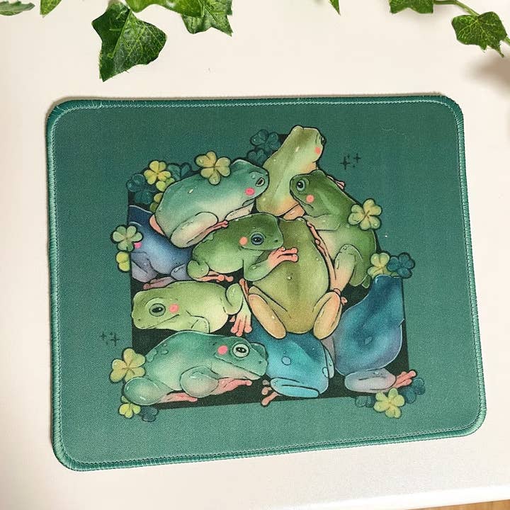 Frog Pile Mousepad | Textile Mousepad | Cute Desk Mat | for wholesale by BubblesArtCraft