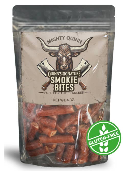Quinn's Signature Smokie Bites voor wholesale door Mighty Quinn Jerky