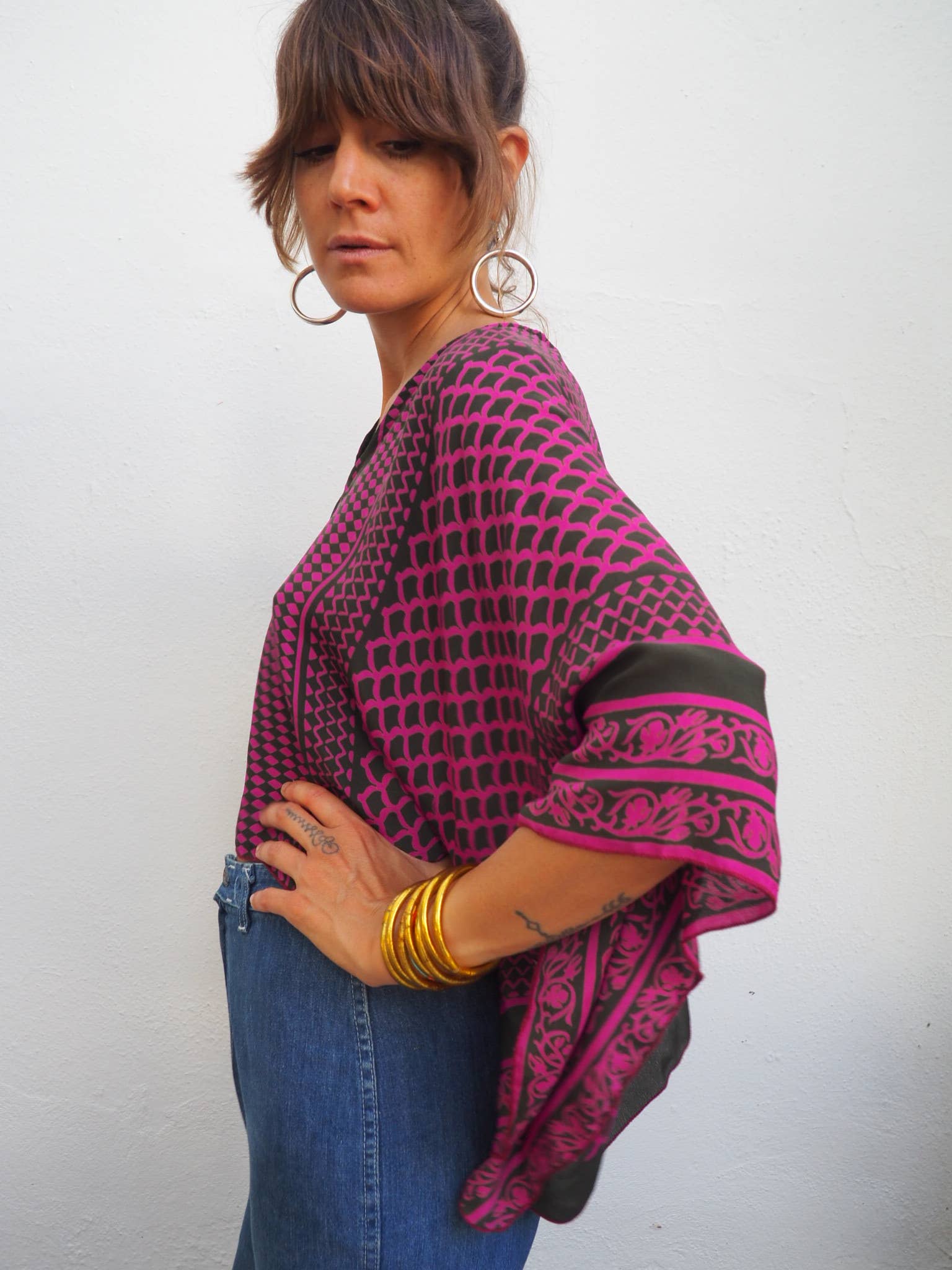 Vagabond Ibiza – Blusa - Mulher por atacado – Top cropped Kaftan Jade de mangas longas6