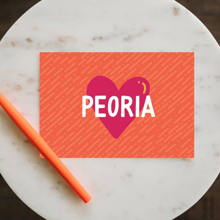 Peoria Heart Postcard for wholesale by Lettering Works