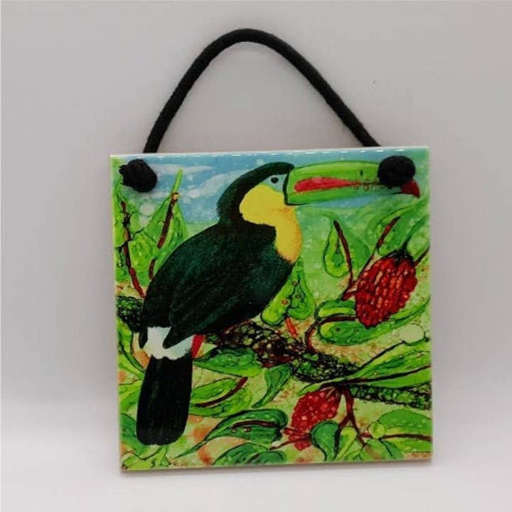 Toucan Ceramic Tile for wholesale by Florida Vibes Art / Mungo Key Designs