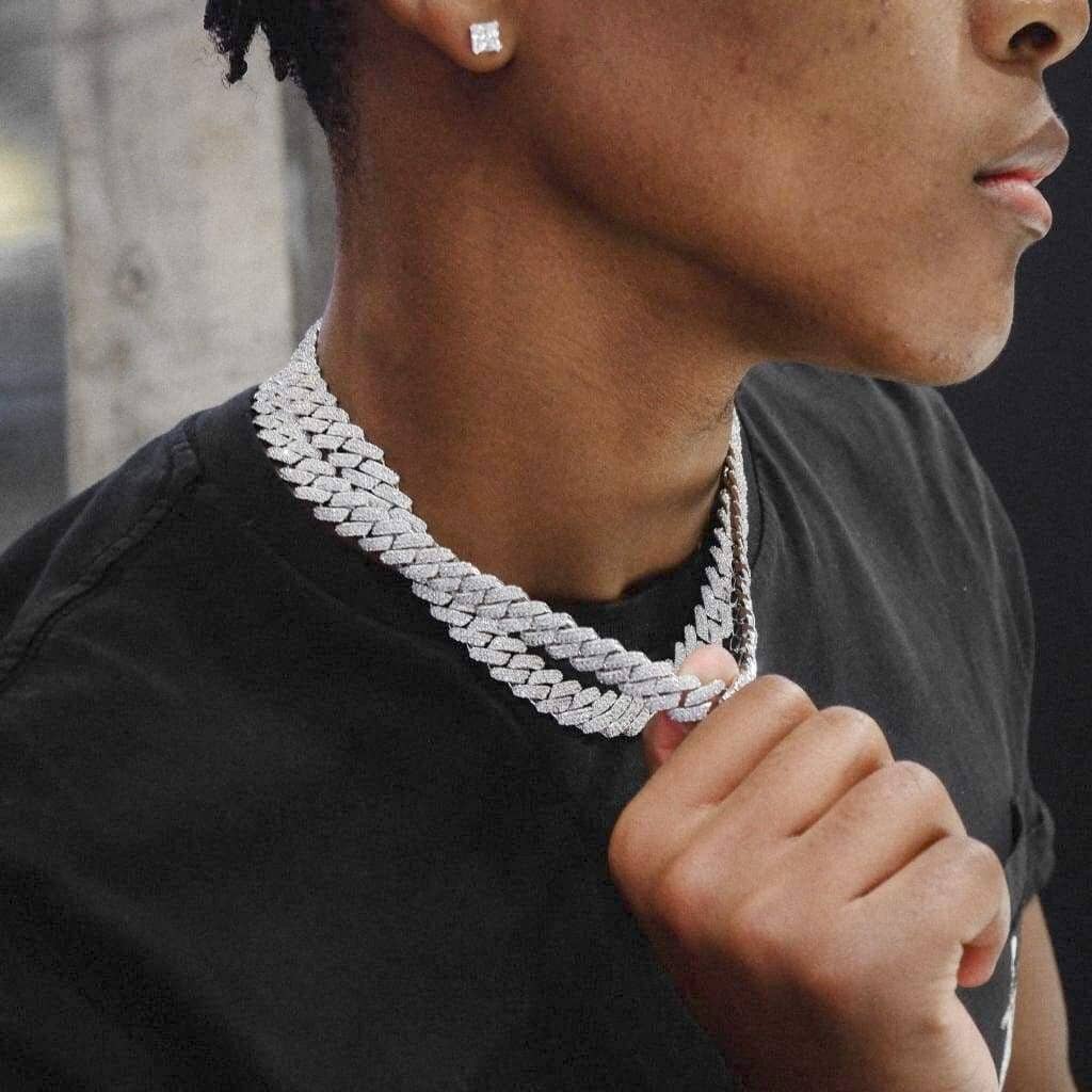 Royal Drip - Wholesale Link & Chain Necklace - 12mm Miami Icedrip White Gold Chain1