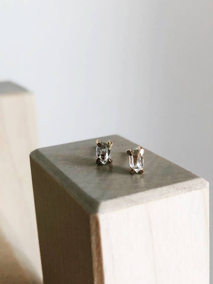 Herkimer Diamond Claw Set Studs for wholesale by Helen Ethel Jewelry