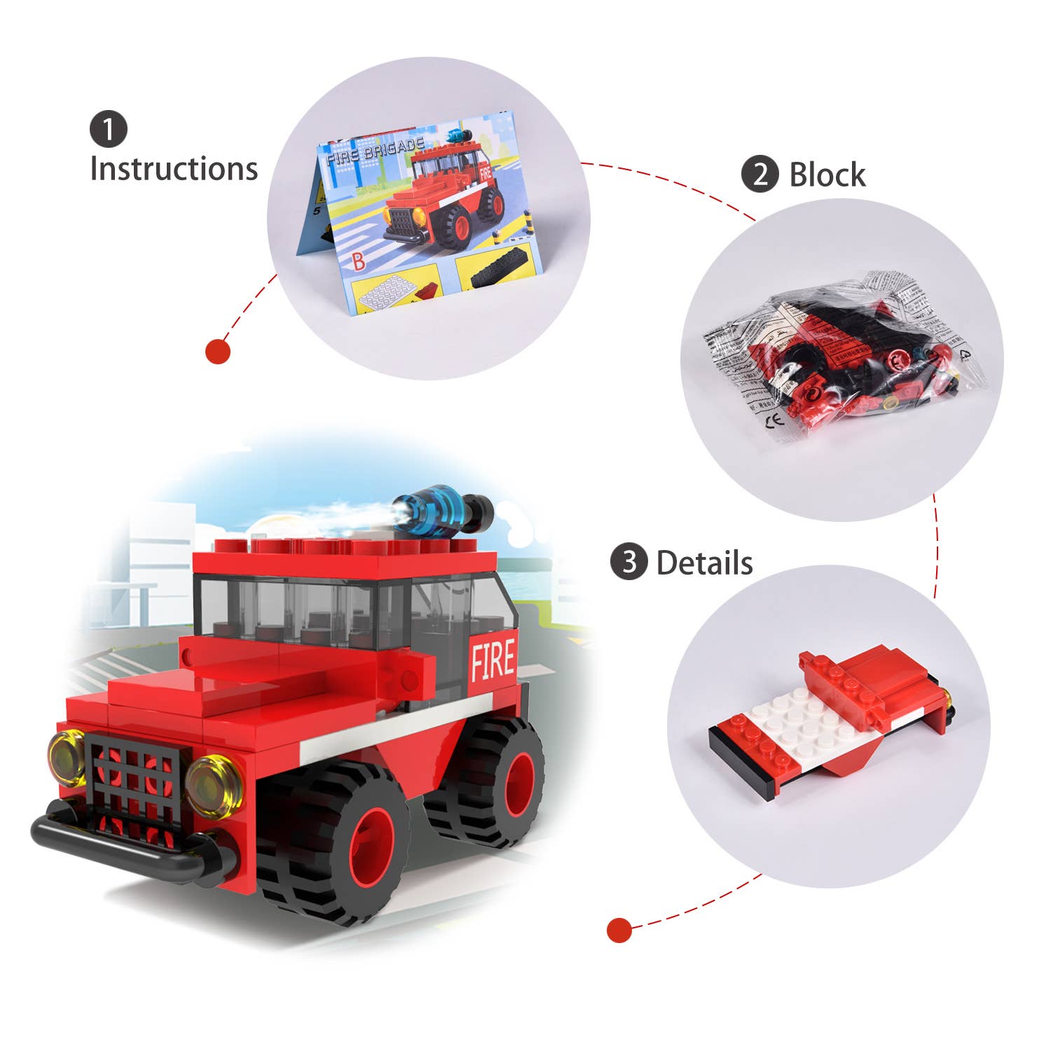 Fun Little Toys - Wholesale Building Set - Kids - 222Pcs Fire Rescue Vehicles Building Blocks Set3