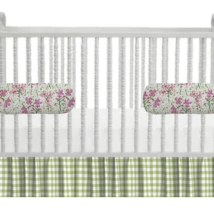 Iva Check Crib Skirt in Moss Green for wholesale by Wheaton Whaley Home