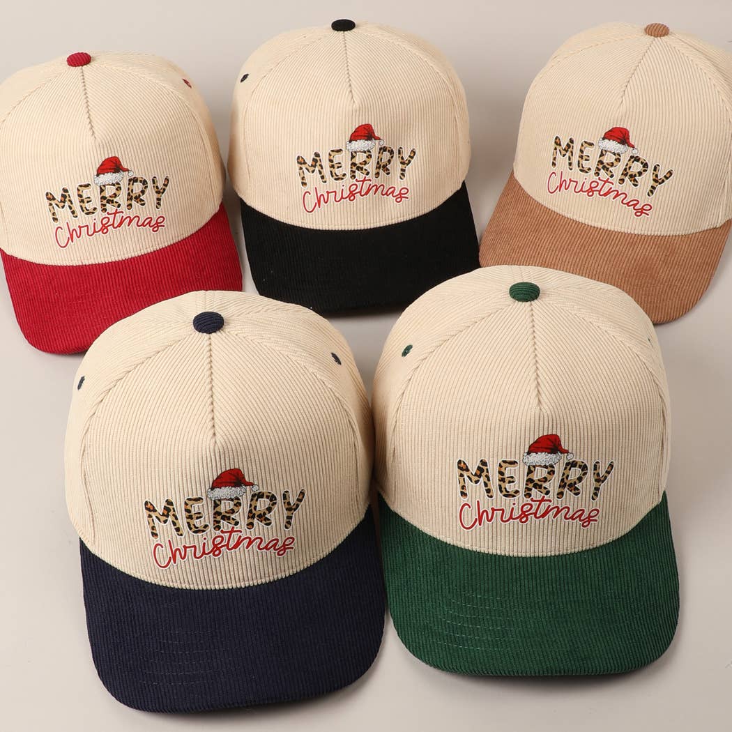 Fashion City – Boné de beisebol - Unissexo por atacado – Boné de veludo cotelê bicolor de texto divertido Felry Christmas19