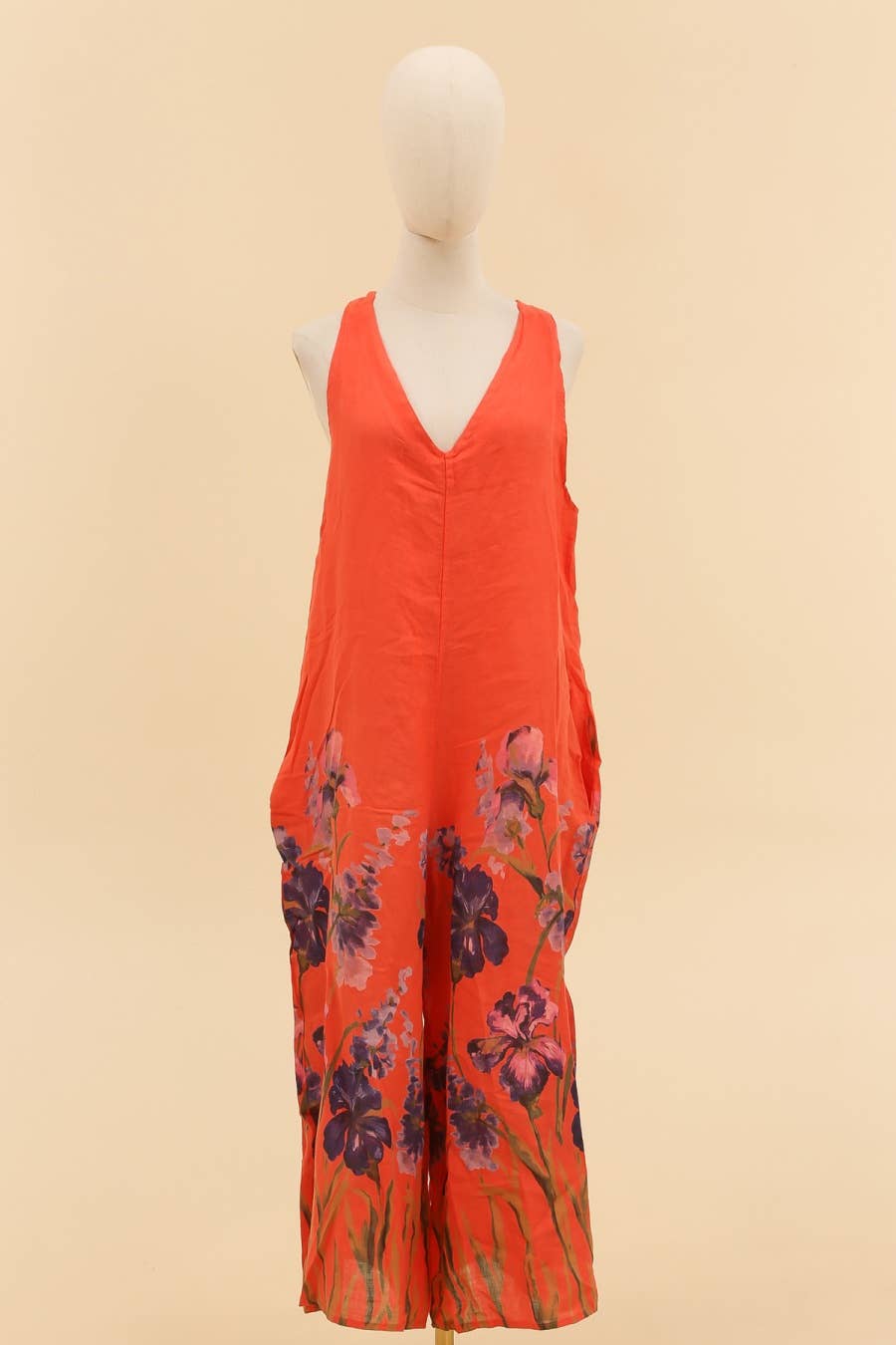 LÉA & LUC - Vente Combinaison – femme - combi  imprimé fleur en 100% lin REF. 38622