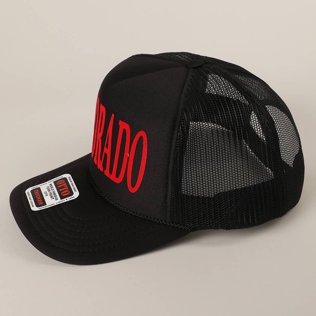 Fashion City - Wholesale Trucker Hat - Unisex - COLORADO Text Printed Mesh Back Foam Trucker Hat2