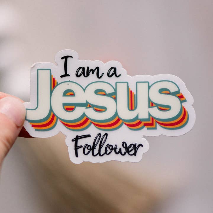 Pegatina de vinilo transparente I Am a Jesus Follower, 7,6 x 7,62 cm para venta al por mayor de Savannah and James Co