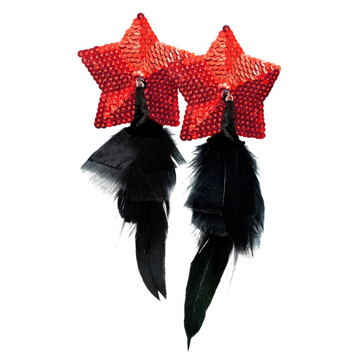 Copricapezzoli Paillettes Star Red - Feathers per la vendita all'ingrosso da parte di Bijoux De Nip