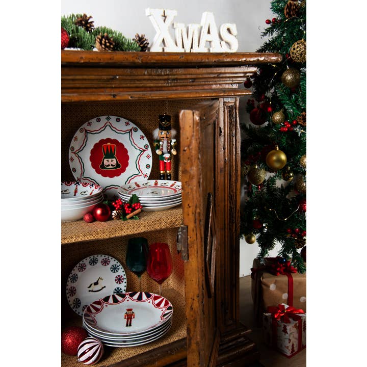 multicolour Christmas Dinnerware Set 18 pcs Nutcracker for wholesale on Faire9