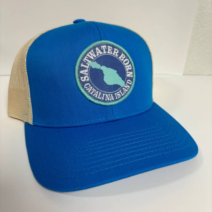 Catalina Island, CA Structured Mesh Trucker Hat for wholesale by Saltwater Born