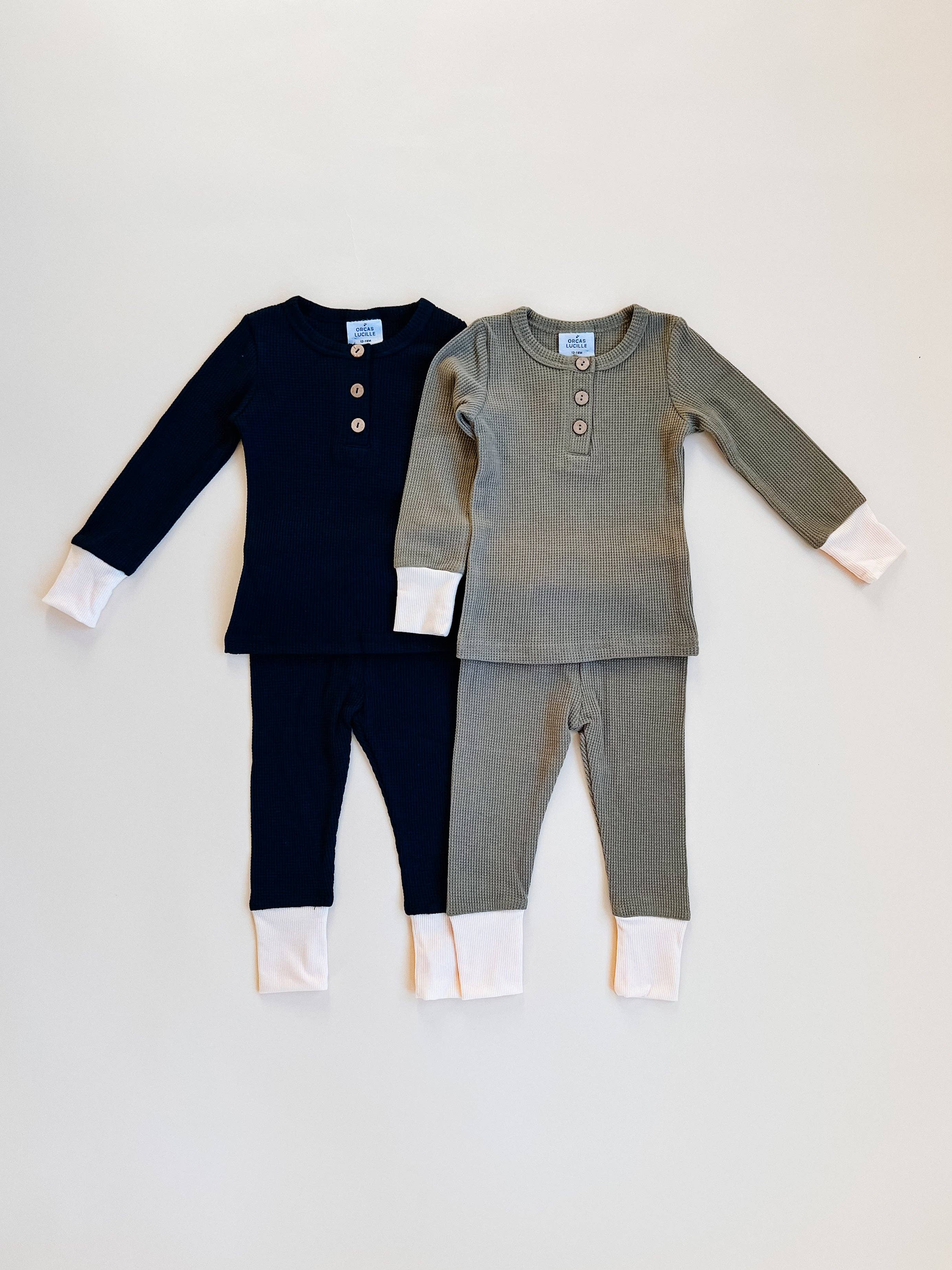 Orcas Lucille - Vente Ensemble haut et pantalon – enfant - Ensemble de gaufres - Marine2