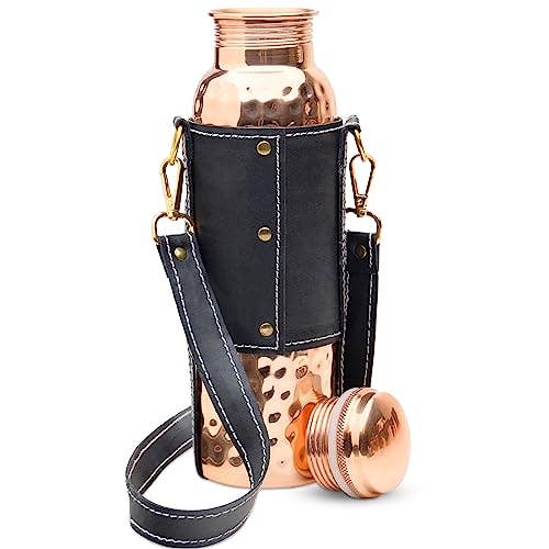 KS Copper Water Bottle (34oz/1000ml) Leather Carrying Bag for wholesale by Advanced Mixology
