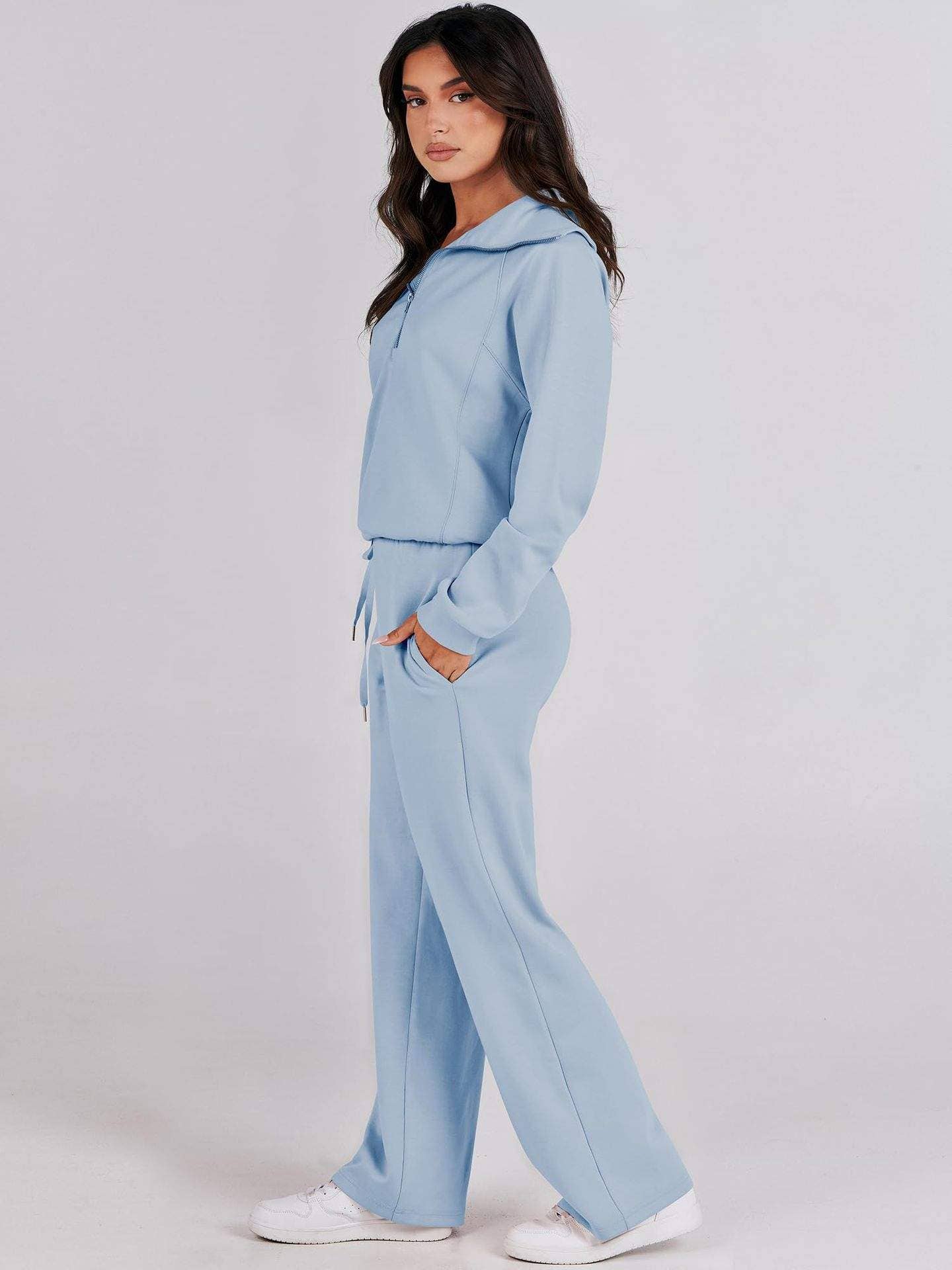 Queen Fashion - Wholesale Top & Skirt Set - Women's - long sleeved sweater wide leg pants two piece set79