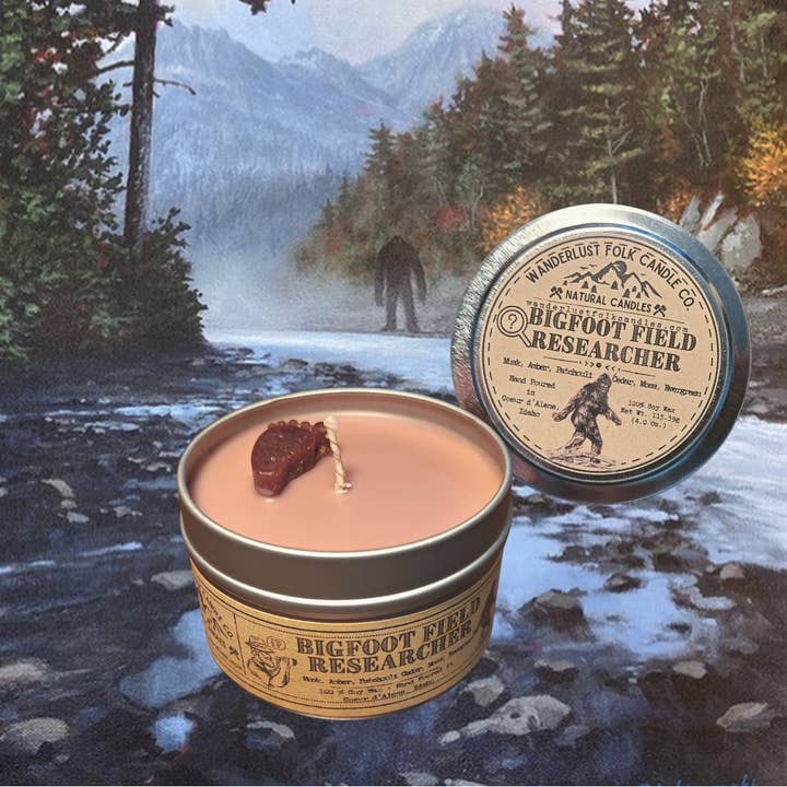 Wanderlust Folk - Wholesale Jar/Filled Candle - Bigfoot Field Researcher - USA MADE - Soy Wax Candles2