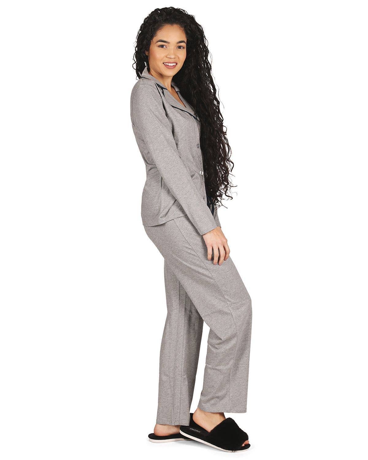 Heather Gris Med Conjunto de pijama mezcla algodón cuello muesca de venta al por mayor en Faire1