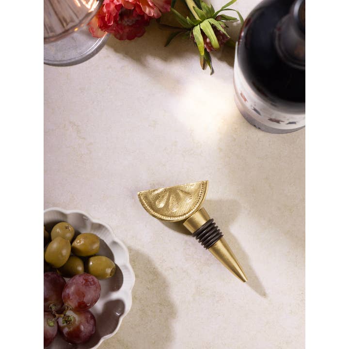 GAURI KOHLI - Wholesale Wine Stopper - Trellis Gold Citrus Slice Wine Bottle Stopper1