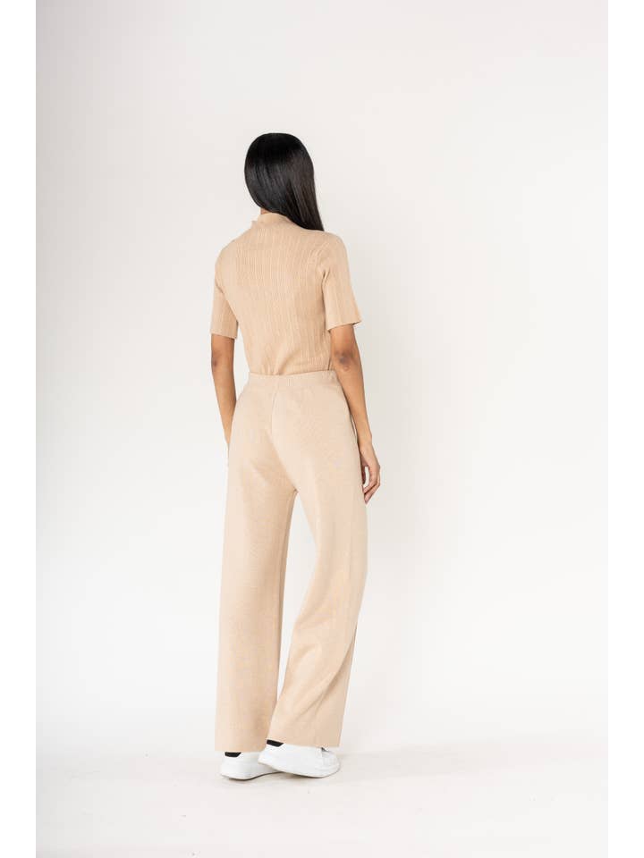 Nina Carter - Wholesale Pants - Women's - F025 Flared Cocooning Comfort Knit Trousers