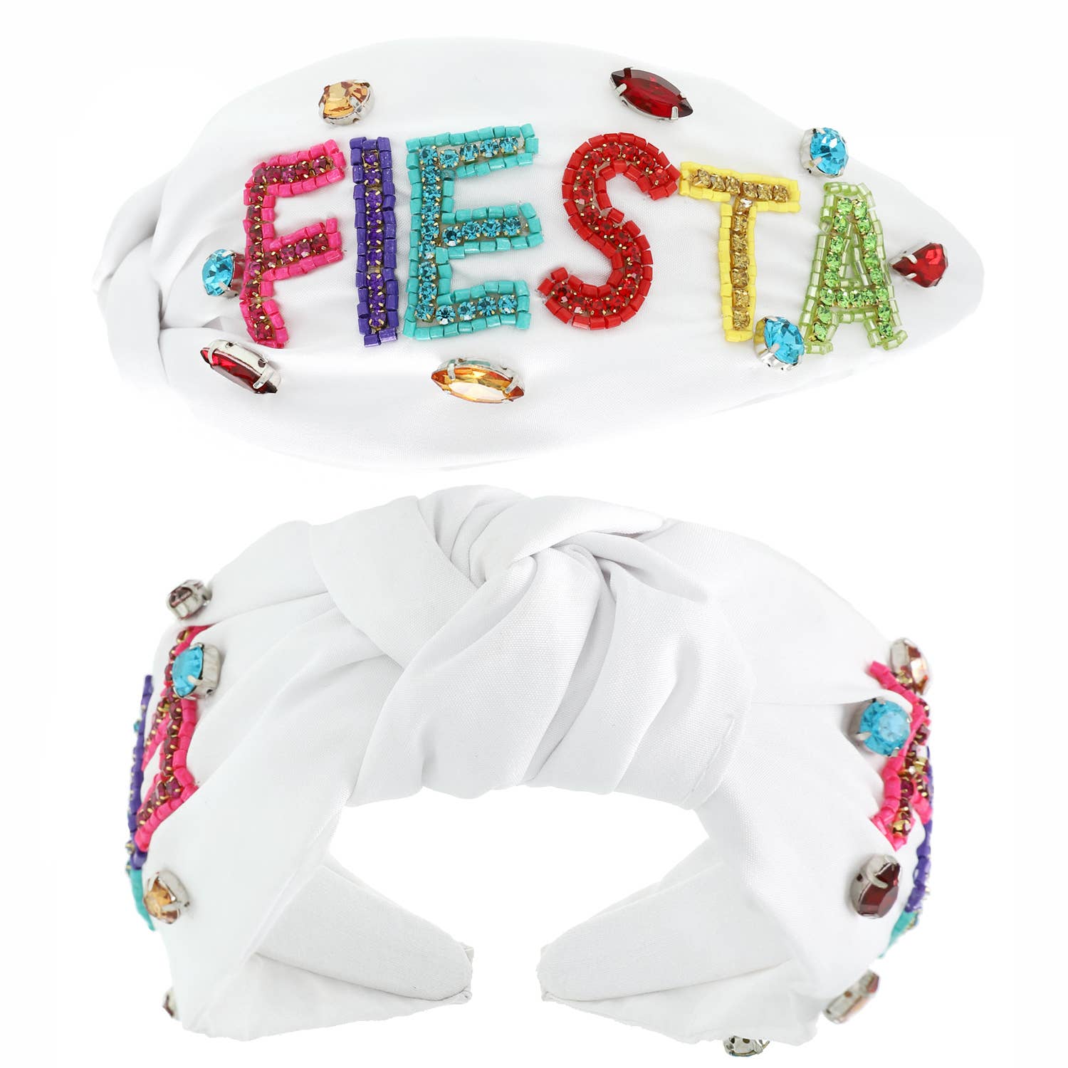 SP Sophia Collection - Wholesale Fashion Headband - Women's - Fiesta Beaded Lettering Top Knotted Headband3