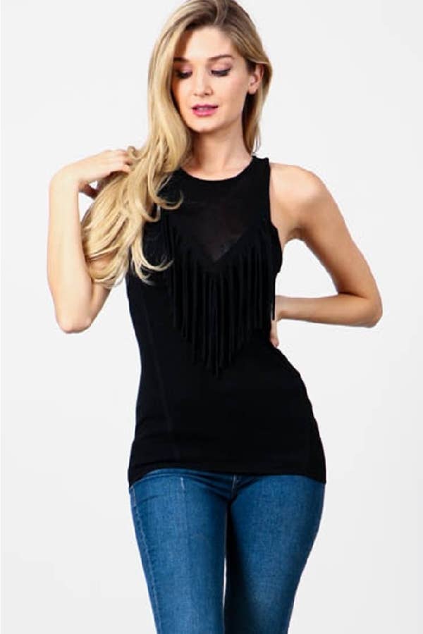 Hesperus - Wholesale Knit Top - Women's - TEXTURED TOP WITH FRINGE0