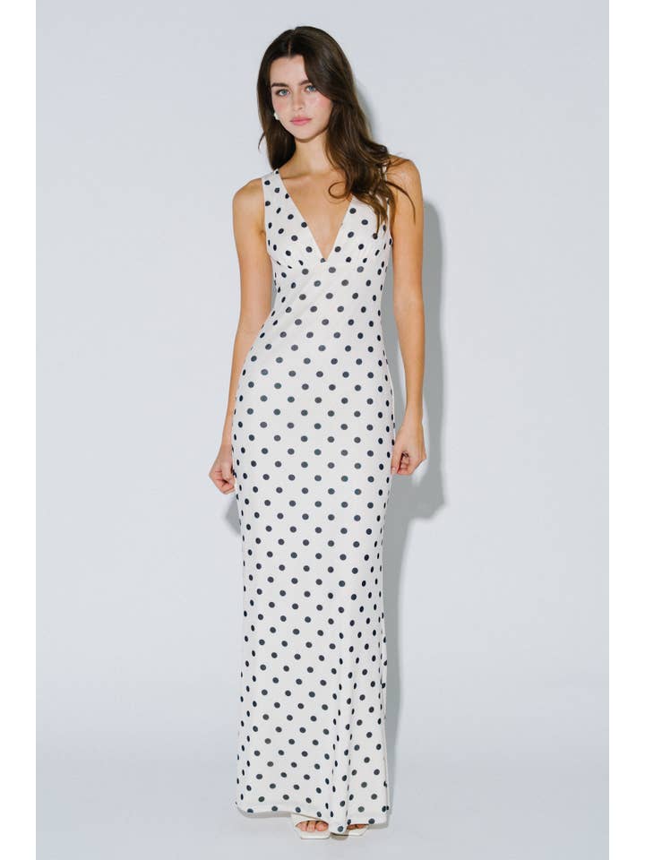 Blue Blush - Wholesale Dress - Women's - Chic Mesh Polka Dot Maxi Dress9