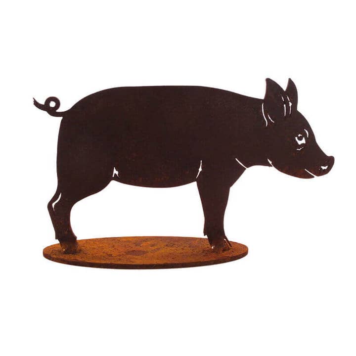 Small Pig Stand Garden Art for wholesale by Overwrought