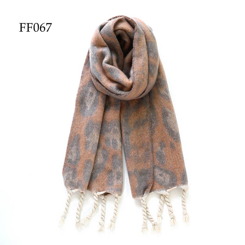 Adorro – Engroshandel Tørklæde - Dame – Blød multifarvet leopardfiltet aftagelig tørklæde (10 farver)1