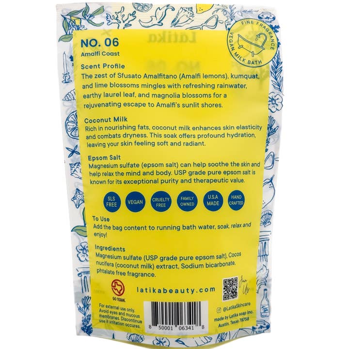 Latika Beauty - Vente Lait de bain - Bain de Lait Végétalien Côte Amalfitaine – Parfum Agrumes & Océan 🍋2